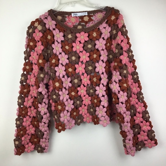 Sweaters Zara Crochet Flower Sweater Poshmark
